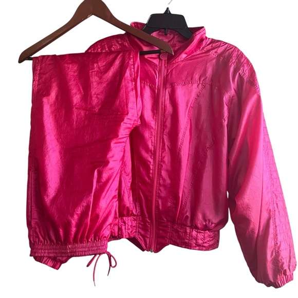adidas Pants - Vintage 90s Adidas Hot Pink Metallic Tracksuit Set Windbreaker Size Large